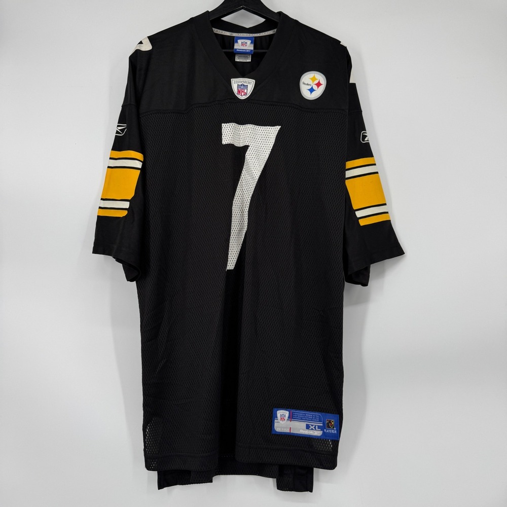 Reebok NFL Pittsburgh Steelers Ben Roethlisberger 7 Jersey XL Black Y2K Vintage